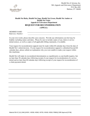 Health Net Appeal Form