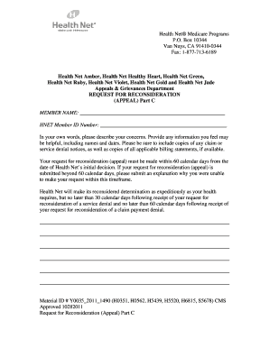 Health Net Medicare Appeal Form