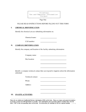Voluntary Use and Exposure Information Form