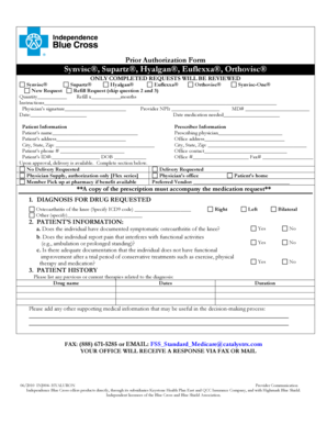 Prior Authorization Form for Knee Injections