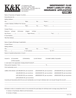 Event Liability Insurance Application