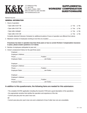 Workers’ Compensation Questionnaire