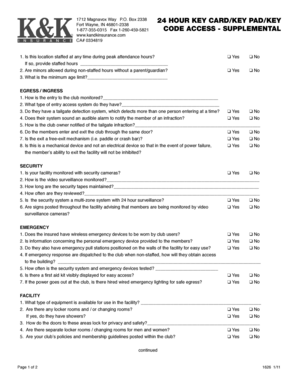 Club Facility Insurance Application
