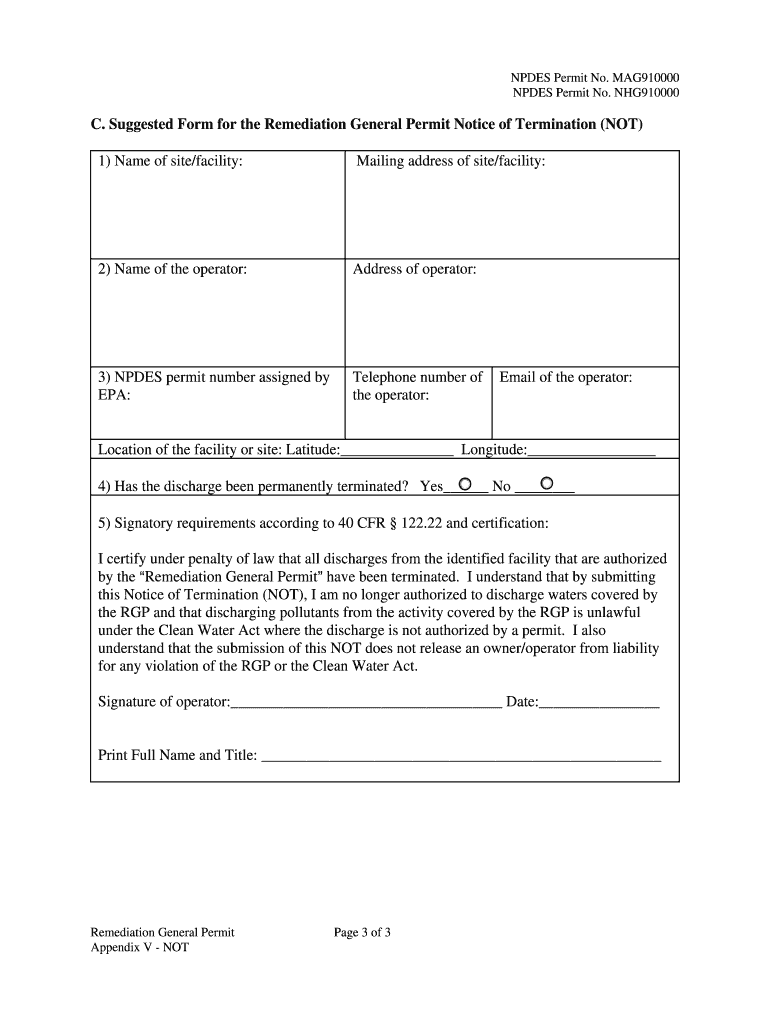 2010 Remediation General Permit Under the National Pollutant Discharge Elimination System (NPDES) fo Preview on Page 1