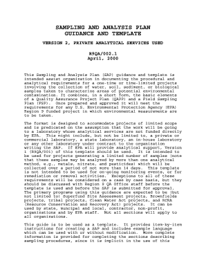 epa sampling and analysis plan guidance and template form