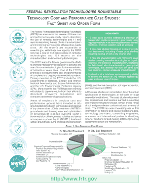 Federal Remediation Technologies Roundtable Fact Sheet and Order Form