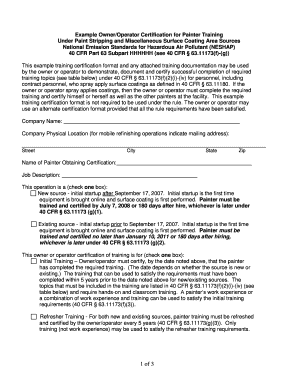 Painter Training Certification Form