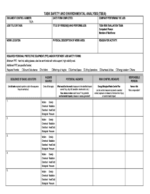 Task Safety and Environmental Analysis Form
