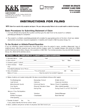 Student Athlete Accident Claim Form