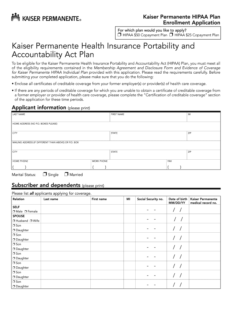 Kaiser Permanente HIPAA Plan Preview on Page 1