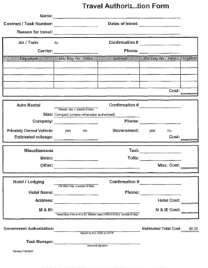 Travel Authorization Form
