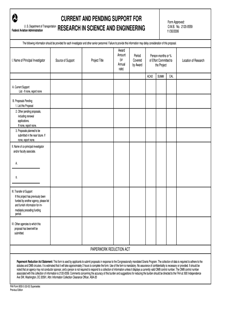 Cover sheet for proposals to the federal aviation administration Preview on Page 1