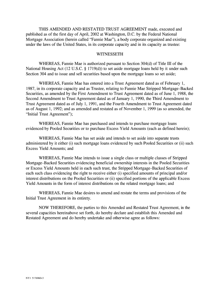 Mortgage-Backed Securities This Amended and Restated Trust Agreement, dated as of April 1, 2002, by  Preview on Page 1