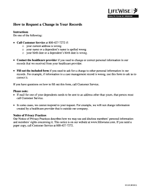 Request for a Change in Your Records