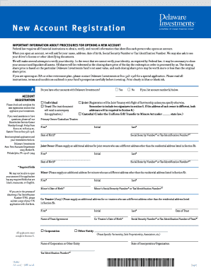 Delaware Investments New Account Registration Form