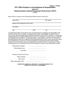 Employee information form pdf - ffl acknowledgement of responsibilities form