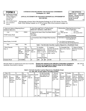 Form 5 Annual Statement of Changes in Beneficial Ownership