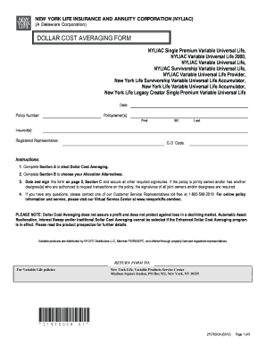 New York Life Dollar Cost Averaging Form