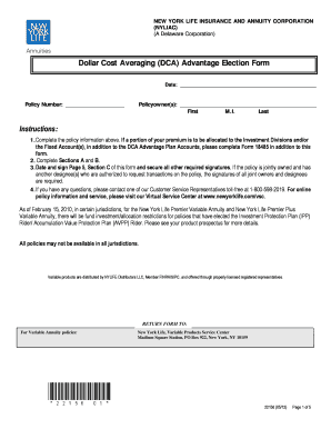 New York Life DCA Advantage Election Form