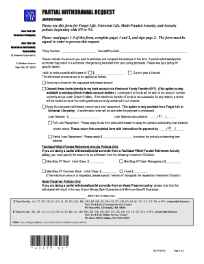 Partial Withdrawal Request Form