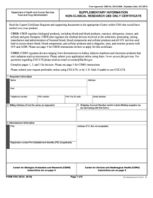 FDA Non-Clinical Research Use Only Certificate