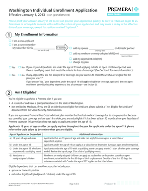 Washington Individual Enrollment Application