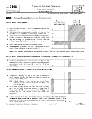 IRS Form 2106 Employee Business Expenses