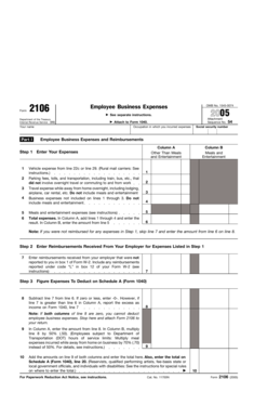 IRS Form 2106 Employee Business Expenses