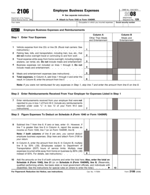 IRS Form 2106 Employee Business Expenses 2008