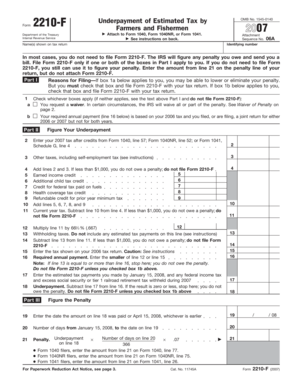 IRS Form 2210-F 2007