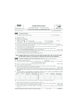 IRS Form 2555 Foreign Earned Income 2005