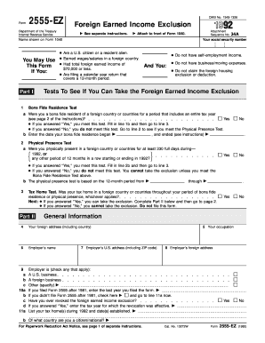 Form 2555-EZ Foreign Earned Income Exclusion