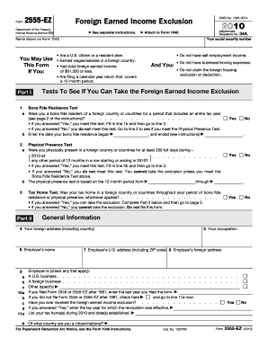 Form 2555-EZ Foreign Earned Income Exclusion