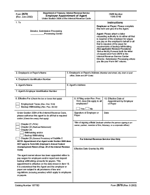 IRS Form 2678 Employer Appointment of Agent