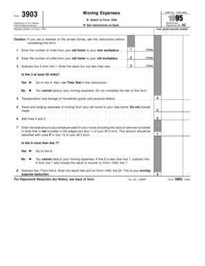 IRS Form 3903 Moving Expenses