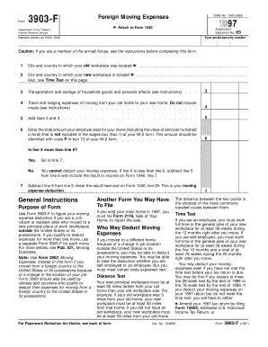 Form 3903-F Foreign Moving Expenses