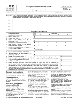 Form 4255 Recapture of Investment Credit