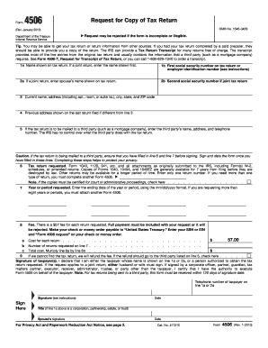 IRS Form 4506 Request for Copy of Tax Return