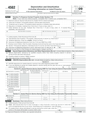 IRS Form 4562 Depreciation and Amortization