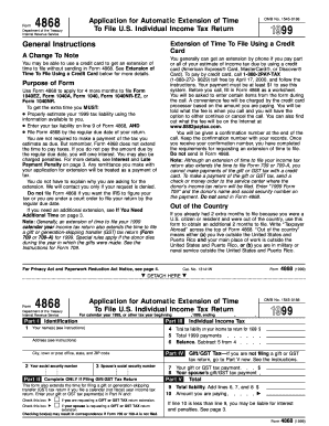 Form 4868 US Individual Income Tax Extension
