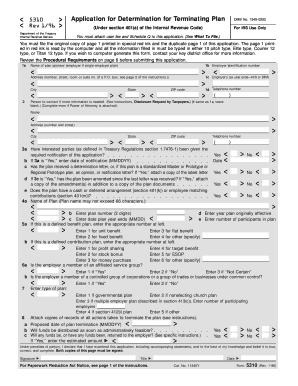 IRS Form 5310 Application for Determination for Terminating Plan