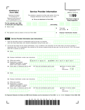 Schedule C (Form 5500) 1999