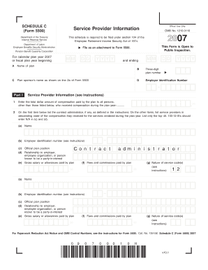Schedule C Form 5500 Service Provider Information