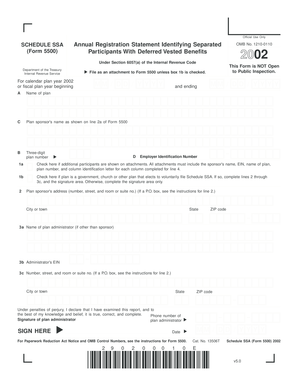 Schedule SSA Form 5500 Annual Registration