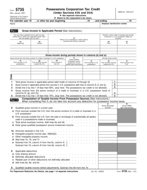 IRS Form 5735 Possessions Corporation Tax Credit