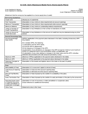 Home-Equity Line of Credit Disclosure Form