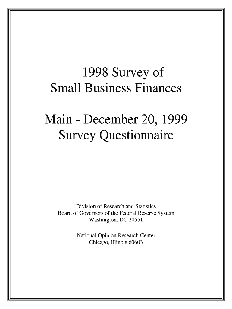 1998 Survey of Small Business Finances Main - December 20, 1999 - federalreserve Preview on Page 1