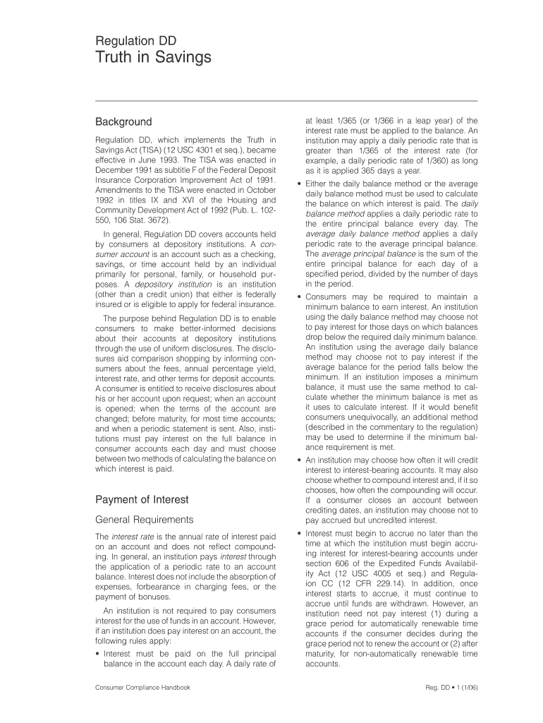 Regulation DD, which implements the Truth in Preview on Page 1