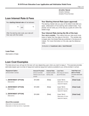 H-18 Private Education Loan Application