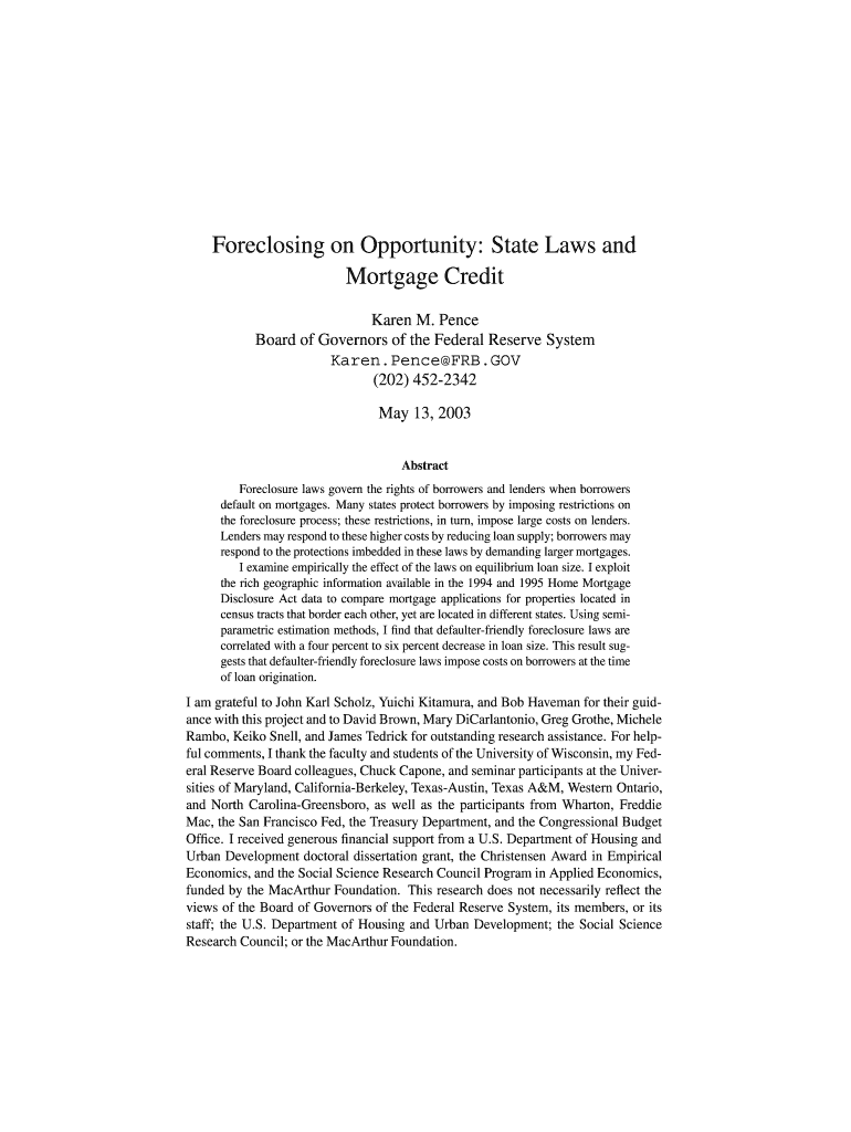 Foreclosing on Opportunity: State Laws and Preview on Page 1